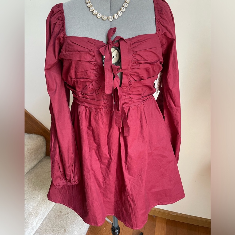 maroon long sleeve Dress